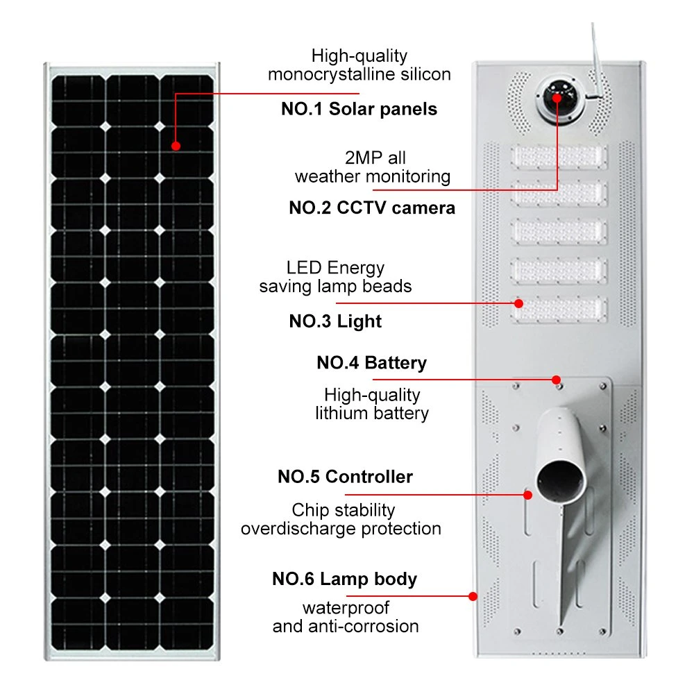  1080P CCTV Monitoring Camera 60W LED Solar Street Light